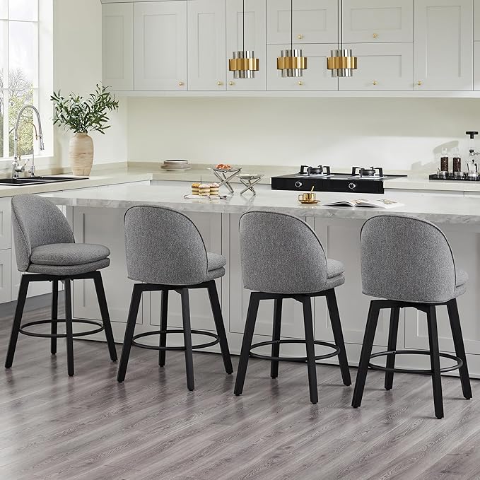 Counter Height Barstools 26 inch Upholstered Swivel Bar Stools - Image 8