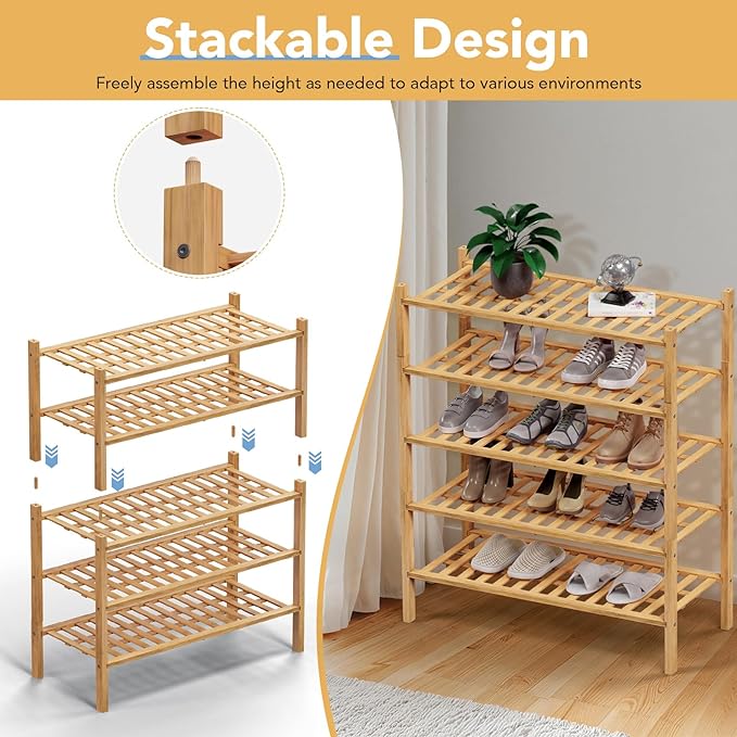 Haddockway 3 Tier Bamboo Shoe Rack Storage Organizer, Small Space 27"x11"x20" - Image 6