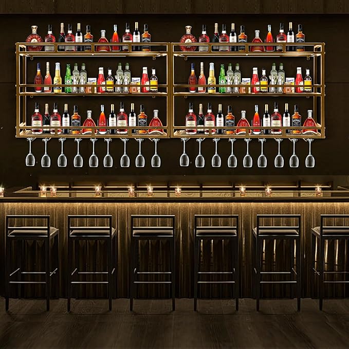 47 Inch Metal Wine Rack Wall Mounted, Bar Shelves - Image 6