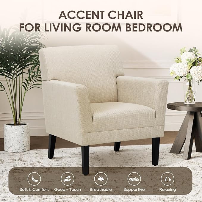 COLAMY Modern Accent Chair for Living Room, Upholstered Fabric Accent Armchair - Image 3