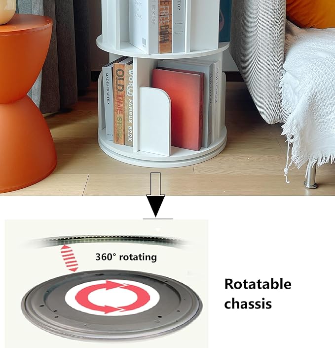Heehee Wooden Rotating Bookshelf 360 Display Floor Standing Bookcase Storage - Image 5