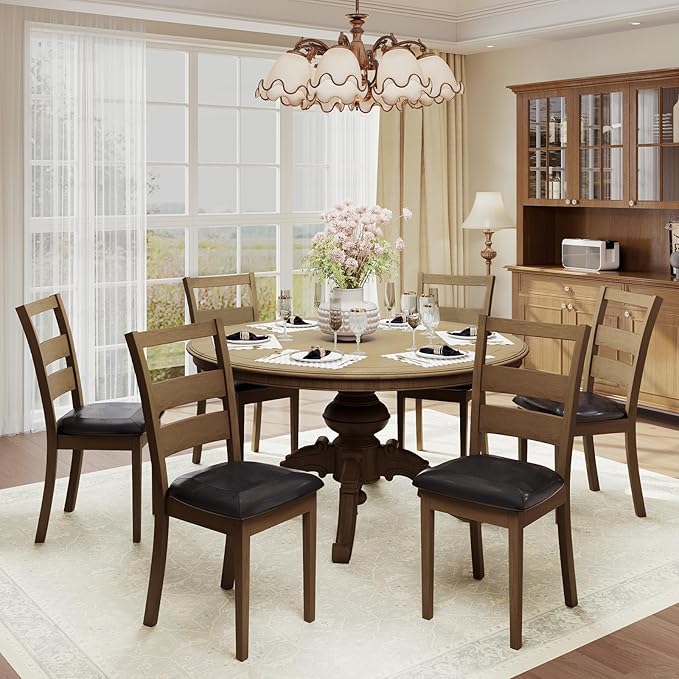 COLAMY Upholstered Dining Chairs Set of 4, PU Leather Ladder High Back Dining - Image 6