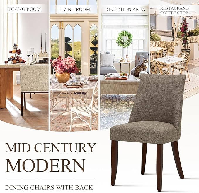 COLAMY Upholstered Dining Chairs Set of 2, Mid Century Modern Kitchen Chairs - Image 6