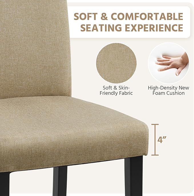 Yaheetech Dining Chairs Set of 4 Fabric Parson Upholstered Kitchen Chairs - Image 5