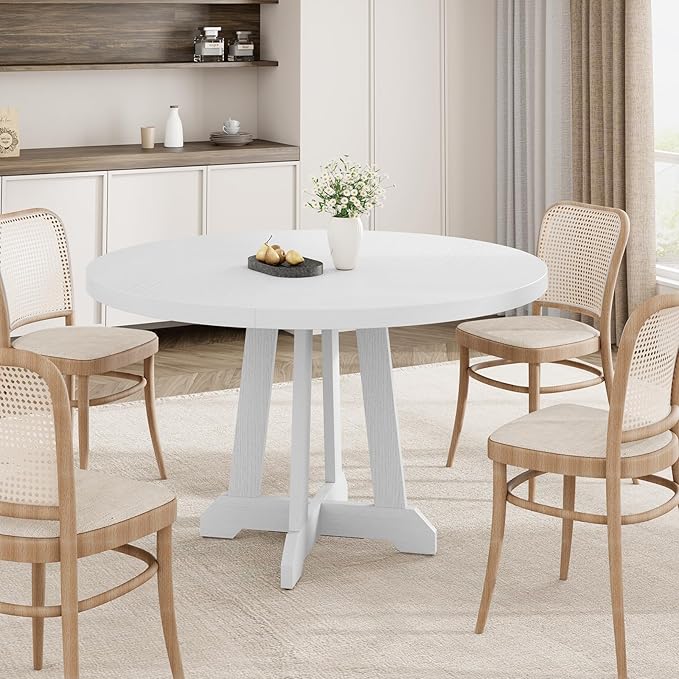 Garvee Dining Table for 4 to 6 People, 47 Inch Round Dining Table, Wooden - Image 4