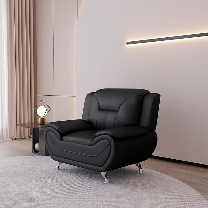 Container Furniture Direct Michael Modern Faux Leather Upholstered Stainless - Image 19