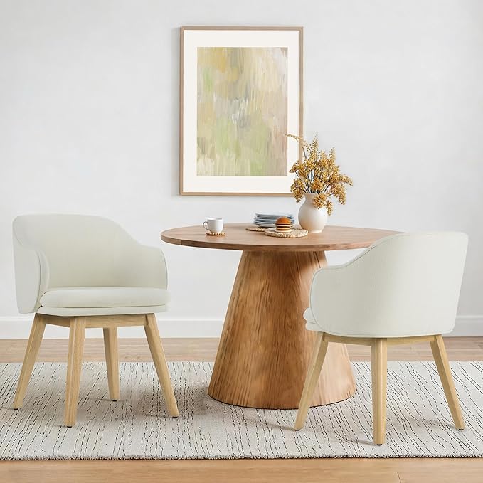 Wooden Dining Chairs Set of 4, Fabric Upholstered Modern Dining Room Chairs - Image 7