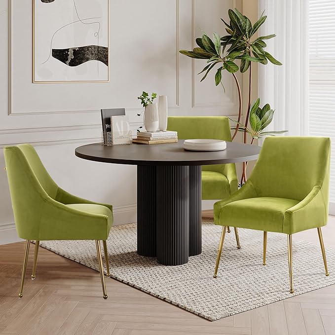 Modern Velvet Dining Chairs Set of 2, Contemporary Upholstered Furniture - Image 2