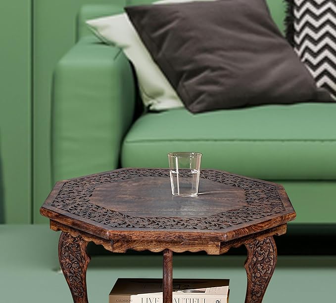 The Wooden Town Farmhouse Octagon Accent End Table, Rustic Side Table - Image 7