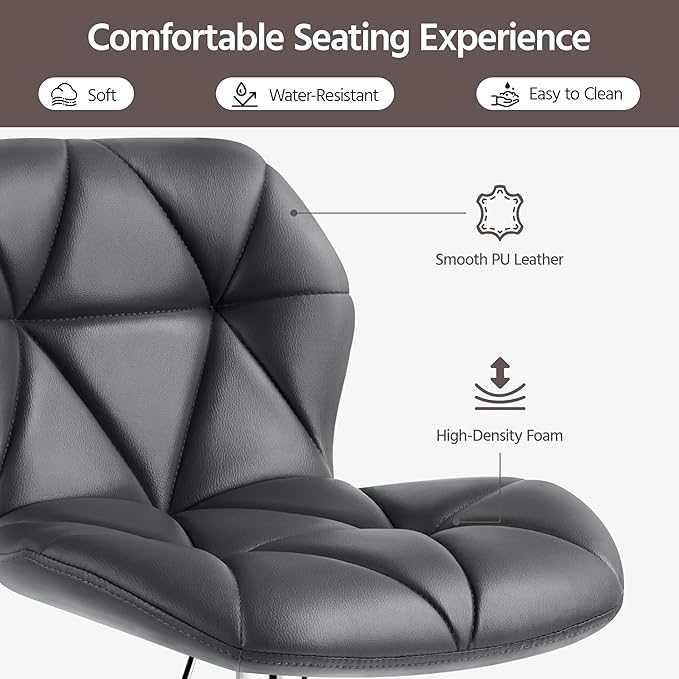 Yaheetech Gray Barstools Set of 2, PU Leather Bar Chairs - Image 7