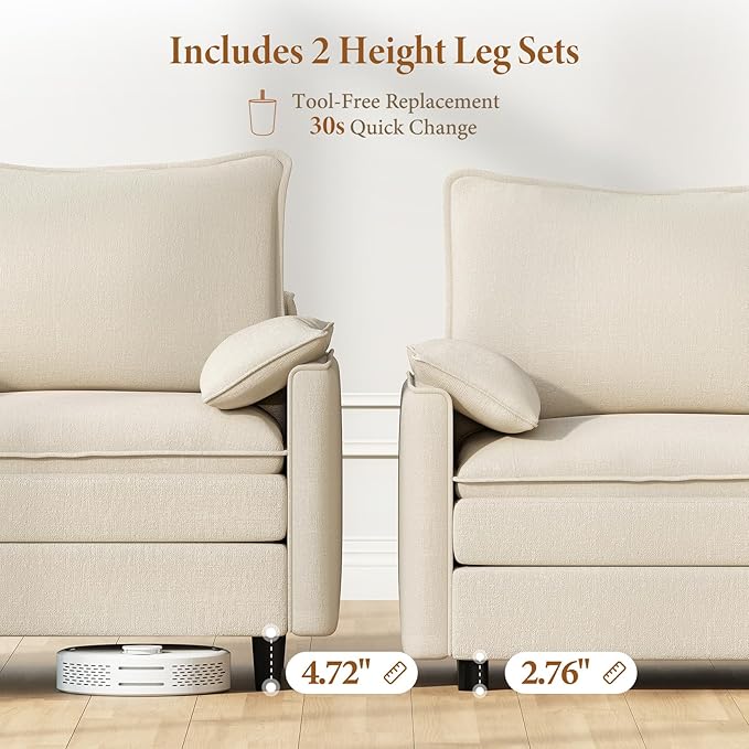 Vesgantti 108" Modular Sectional Sofa, Comfy Cloud Couch - Image 3