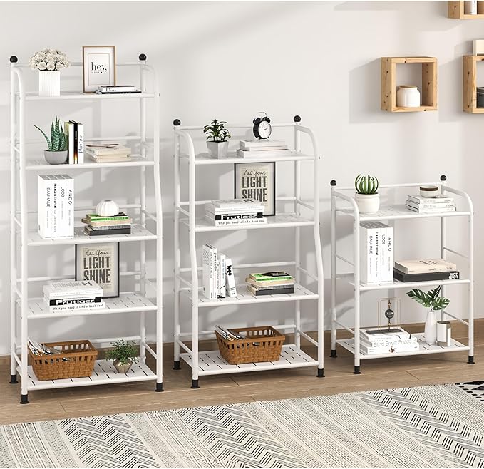 4 Tier Metal Shelf Storage Shelves Living Room Bookshelf Bathroom Corner - Image 5