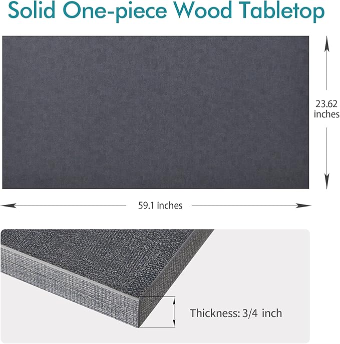 Kaboon Universal Tabletop 59.1"x23.62", Solid One-Piece Melamine Table Top - Image 3