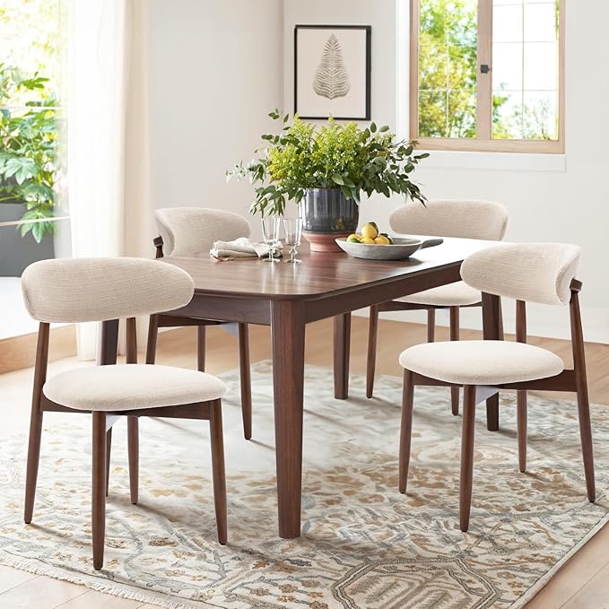 COLAMY Wooden Dining Chairs Set of 2, Modern Fabric Upholstered Kitchen Side - Image 3