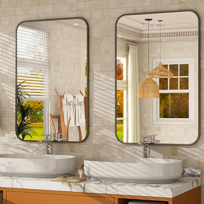 20 x 28 Inch Bathroom Mirror, Rounded Rectangular Vanity Mirror - Image 3