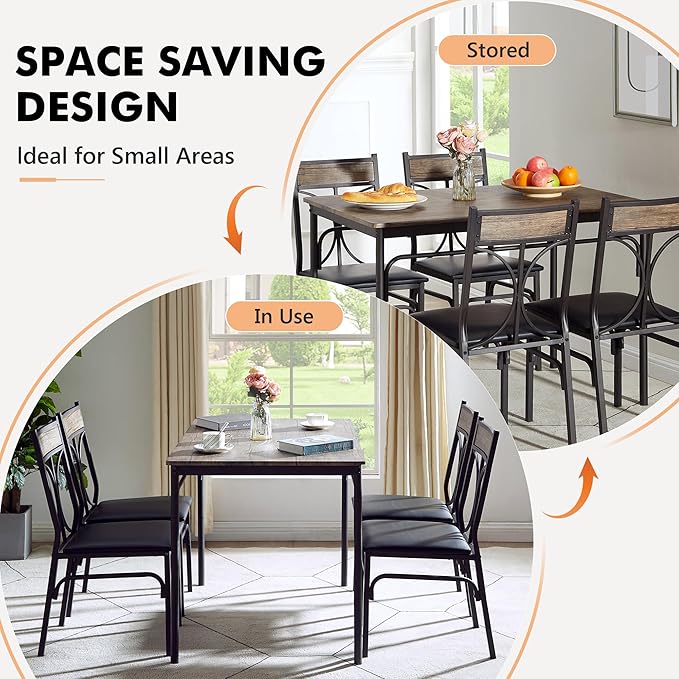 VECELO Kitchen Dining Room Table Set - Image 5