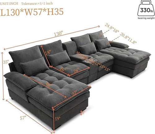130" U-Shaped Sectional Sofa - Image 2
