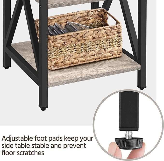 Yaheetech Industrial End Tables Set of 2, 3-Tier Side Tables - Image 6