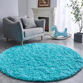 FJZFING Blue Round Rug Ultra-Soft Plush Modern 4x4 Circle Area Rug by FJZFING
