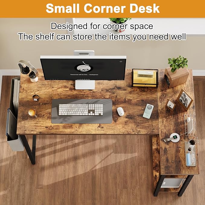 L Shaped Computer Desk with Reversible Shelves, 40 Inch Small Corner Desk with - Image 7