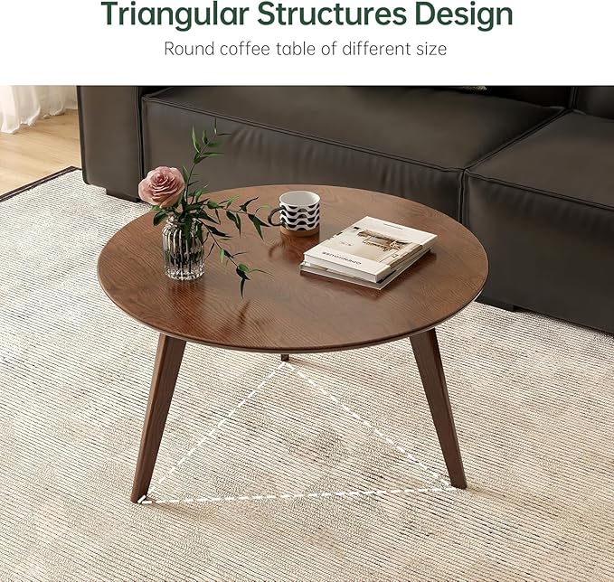 100% Solid Oak Wood Coffee Table Set, Round Coffee Table Combo Side Table - Image 6
