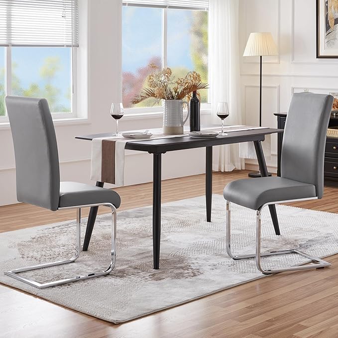Yaheetech Dining Chairs Set of 4 Modern Faux Leather Upholstered Dining Room - Image 2