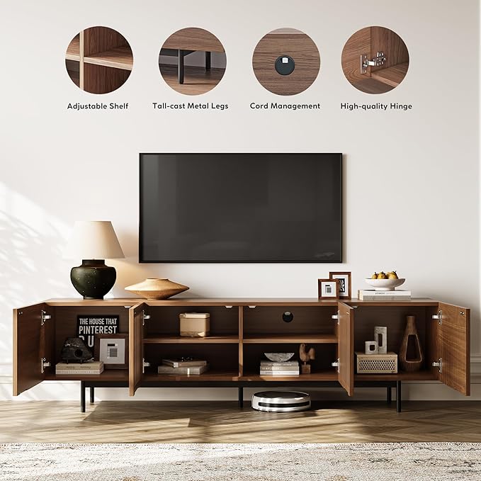 POVISON Full Assembled Mid-Century Modern TV Stand - Image 3