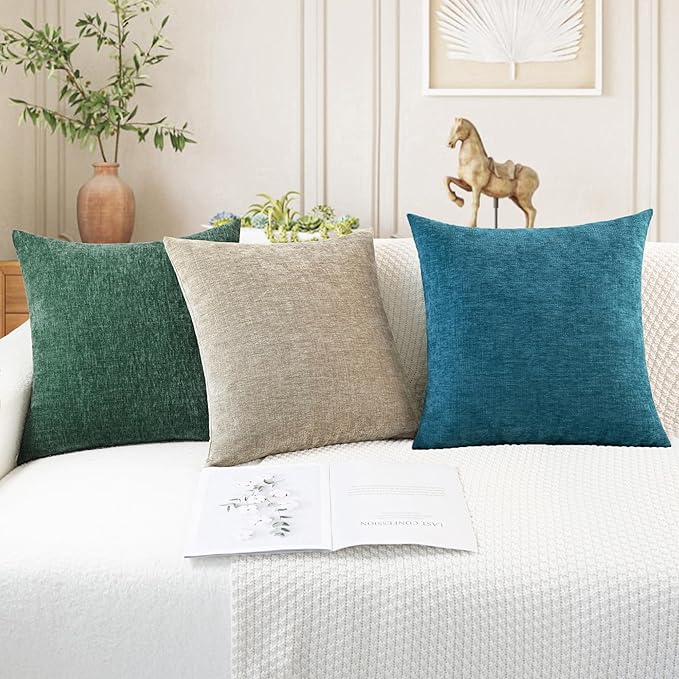 CaliTime Throw Pillow Covers Decorative 16 X 16 Inches Pack of 2 Cozy Chenille - Image 5