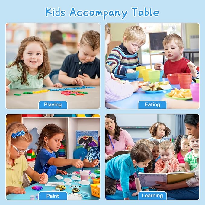 Kids Table and 6 Chairs Set，Height Adjustable Children Table & Chair，Toddlers - Image 5