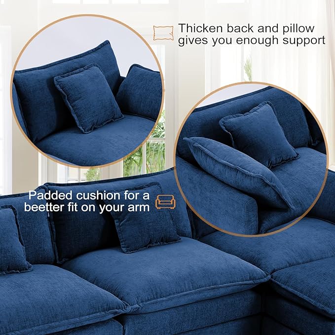 Furniliving 112‘’ L-Shaped Sofa, Luxury Chenille Modular Sectional Couches - Image 4