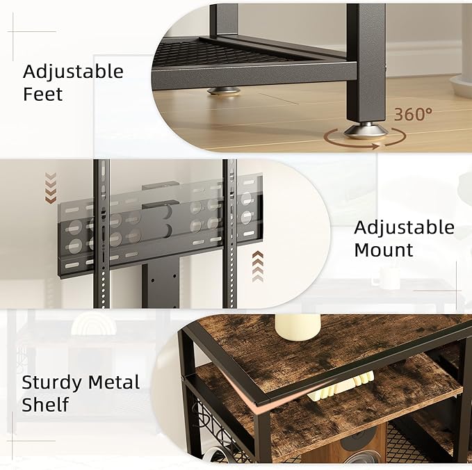 VECELO 71" TV Stand with Mount and Power Outlets, Entertainment Center with - Image 7
