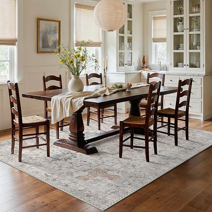GENIMO 5x8 Area Rugs for Living Room, Machine Washable Low Pile Rugs, Chenille - Image 9