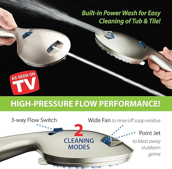 Hotel Spa AquaCare High Pressure 8-mode Handheld Shower Head, Anti-clog Nozzles - Image 5