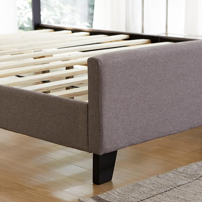 Livinia Amelia Twin Size Platform Bed, Fabric Upholstered Twin Bed Frame - Image 6