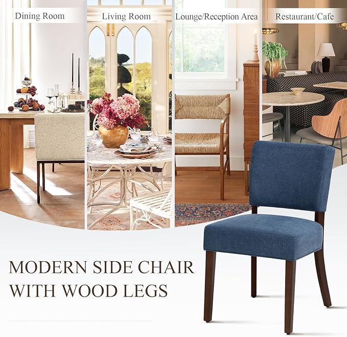 COLAMY Mid Century Modern Dining Chairs Set of 4, Upholstered Kitchen Chairs - Image 5