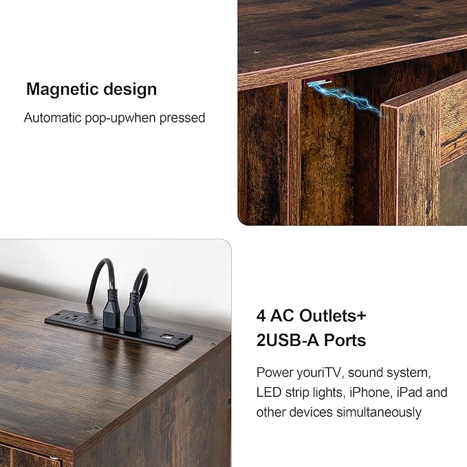 VECELO LED TV Stand for Televisions up to 70 Inchs Modern Entertainment Center - Image 4
