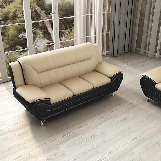 Container Furniture Direct Michael Modern Faux Leather Upholstered Stainless - Image 4