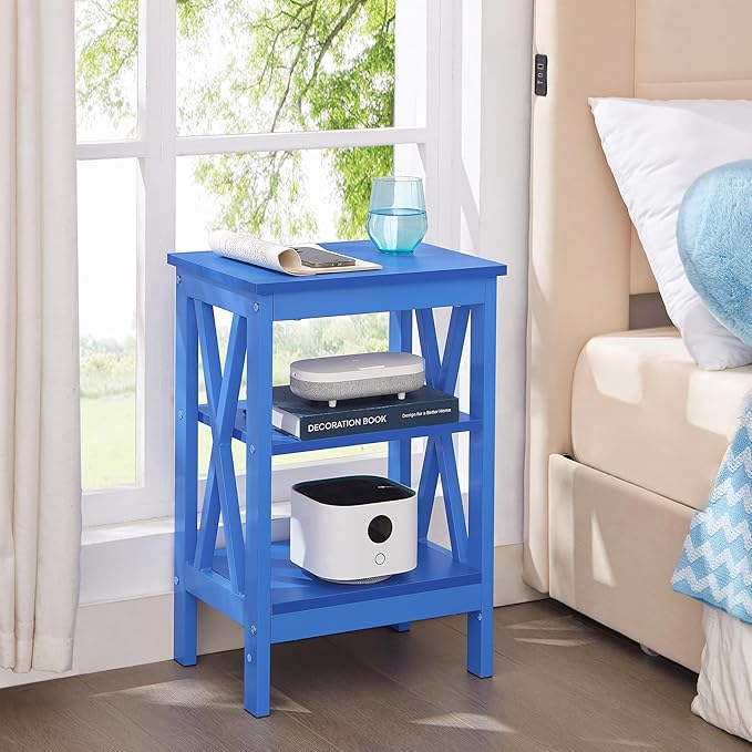 VECELO End Table, Bedside Table, X-Design Reinforced Nightstands, Side Table - Image 2