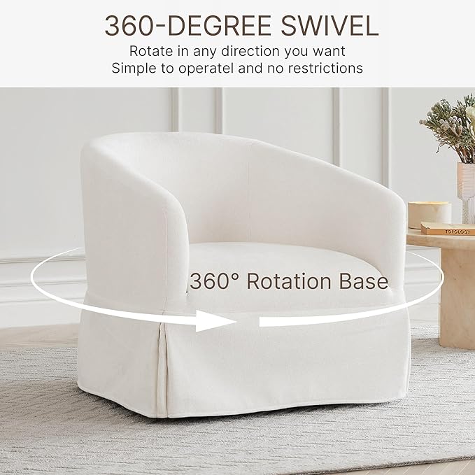 Swivel Accent Chair Set of 2, 360 Degree Performance Fabric Armchair Modern - Image 4