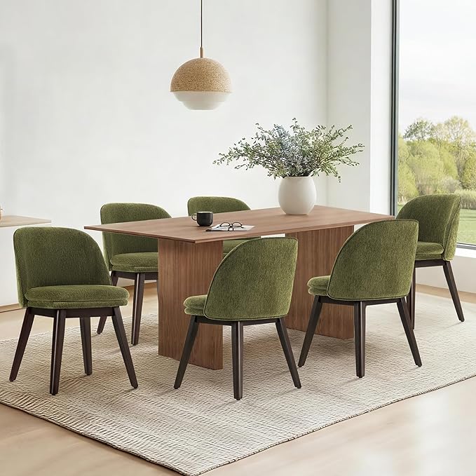 Wooden Dining Chairs Set of 4, Fabric Upholstered Modern Dining Room Chairs - Image 6