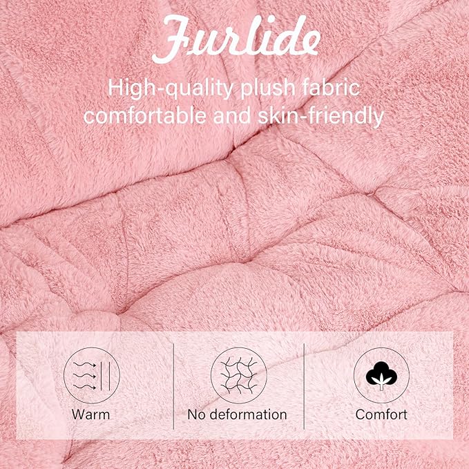 Dorm Chair with Ottoman, X-Large Soft Saucer Chair, Oversized Folding Faux Fur - Image 7