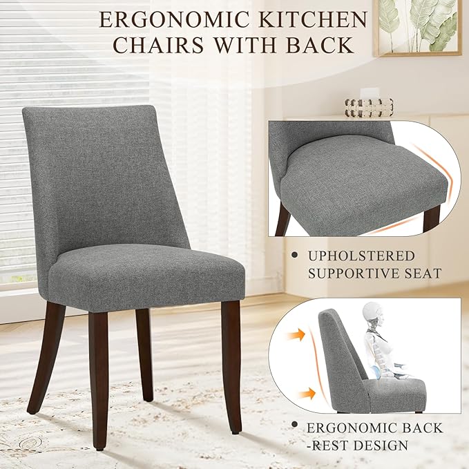 COLAMY Upholstered Dining Chairs Set of 6, Mid Century Modern Kitchen Chairs - Image 3