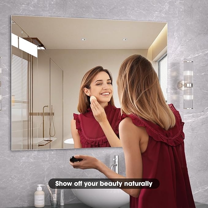 Hasipu Bathroom Mirror for Wall Vanity Mirror 20"x28"-2pcs, Frameless Mirror - Image 2