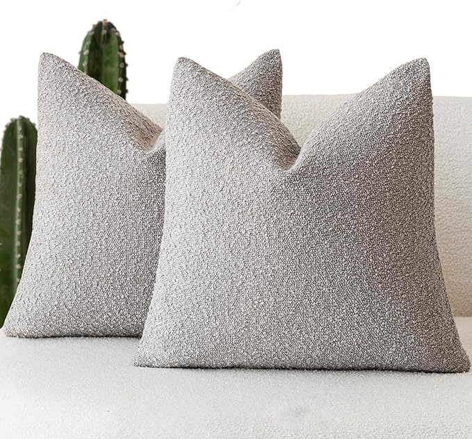 Foindtower Pack of 2 Textured Boucle Throw Pillow Covers Accent Solid by Foindtower