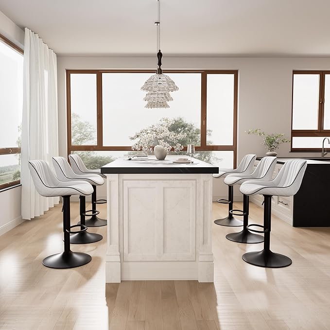 YOUNIKE White Bar Stools Set of 2 Kitchen Counter Height Barstools Upholstered - Image 9
