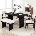 Merax Farmhouse Wooden Dining Set of 6, 65 Inch Rectangular Kitchen Table by Merax
