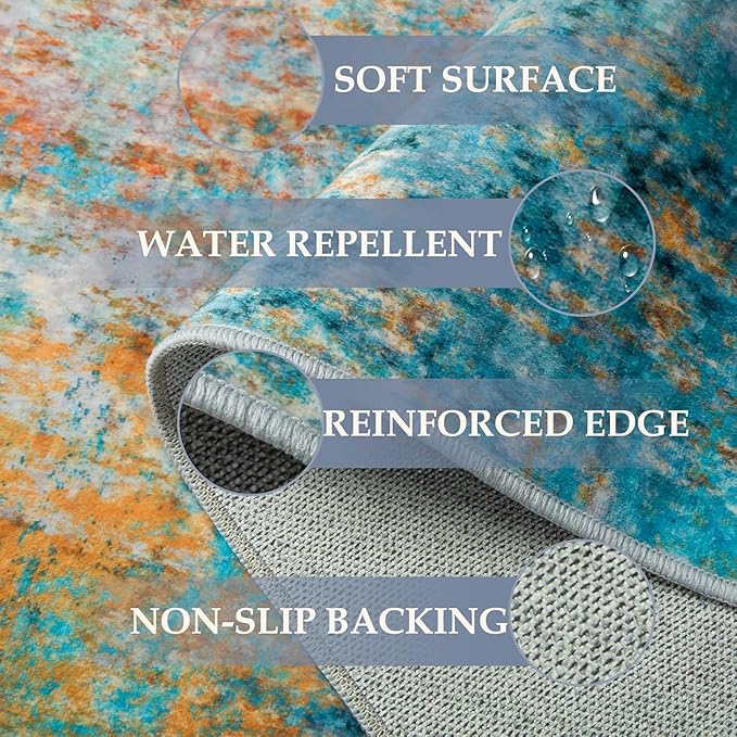 Washable Area Rugs 2'x3' Non-Slip Modern Abstract Soft - Image 4