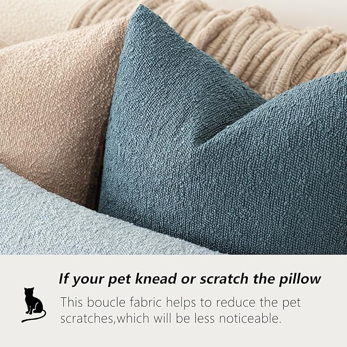 Foindtower Pack of 2 Textured Boucle Throw Pillow Covers Accent Solid Pillow - Image 4