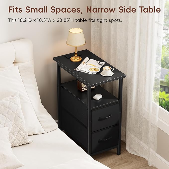 Vagusicc Set of 2 Black Nightstand - Image 5