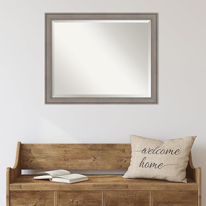 Amanti Art Grey Wall Mirror 26x32 Greywash Rectangle Bathroom Mirror - Image 4
